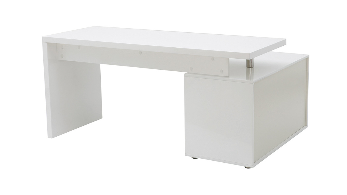 Scrivania design bianca laccata cassetti lato sinistro MAXI
