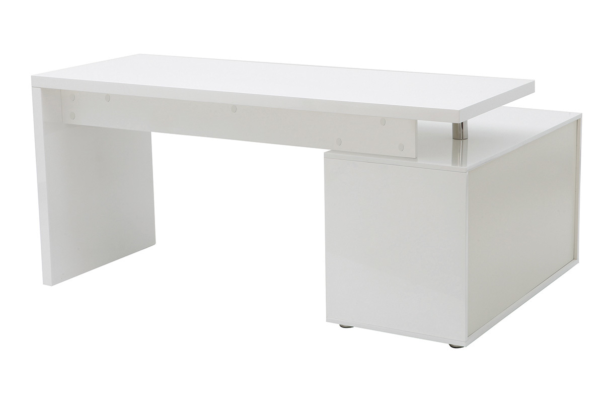 Scrivania design bianca laccata cassetti lato sinistro MAXI