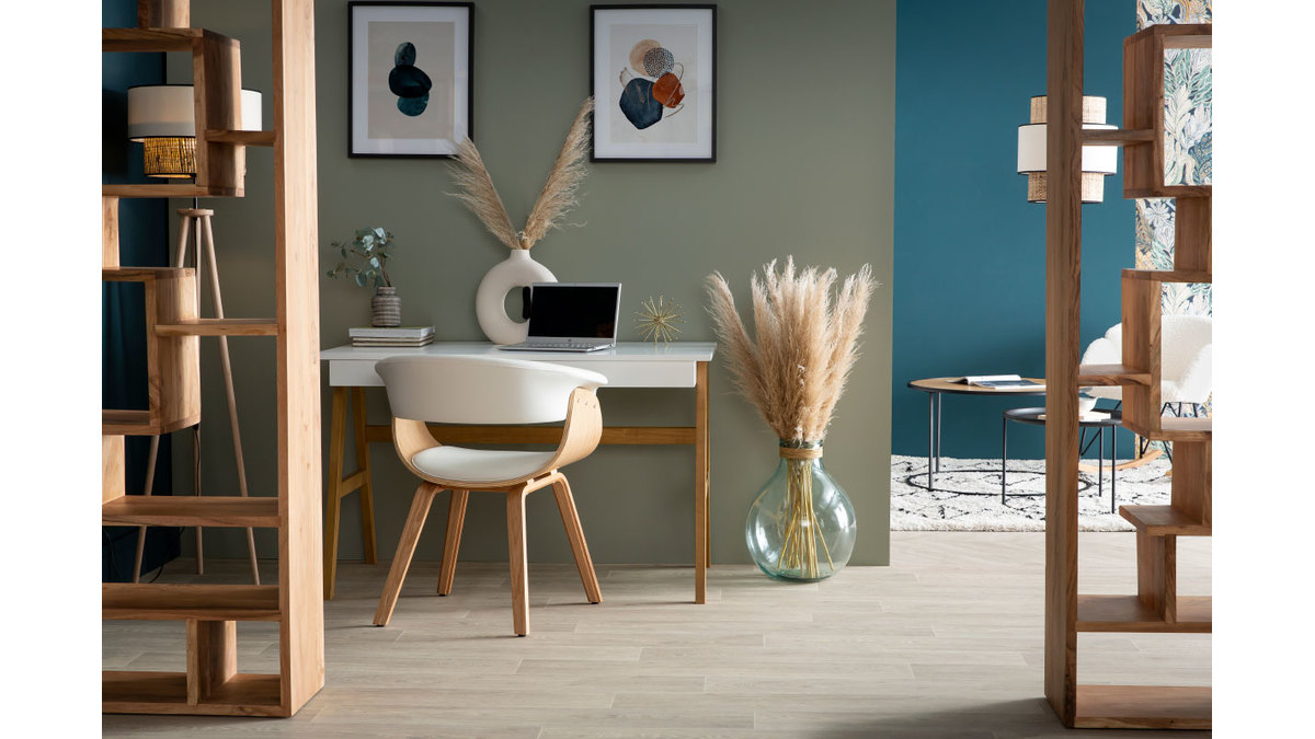 Scrivania design bianco e legno BROOK