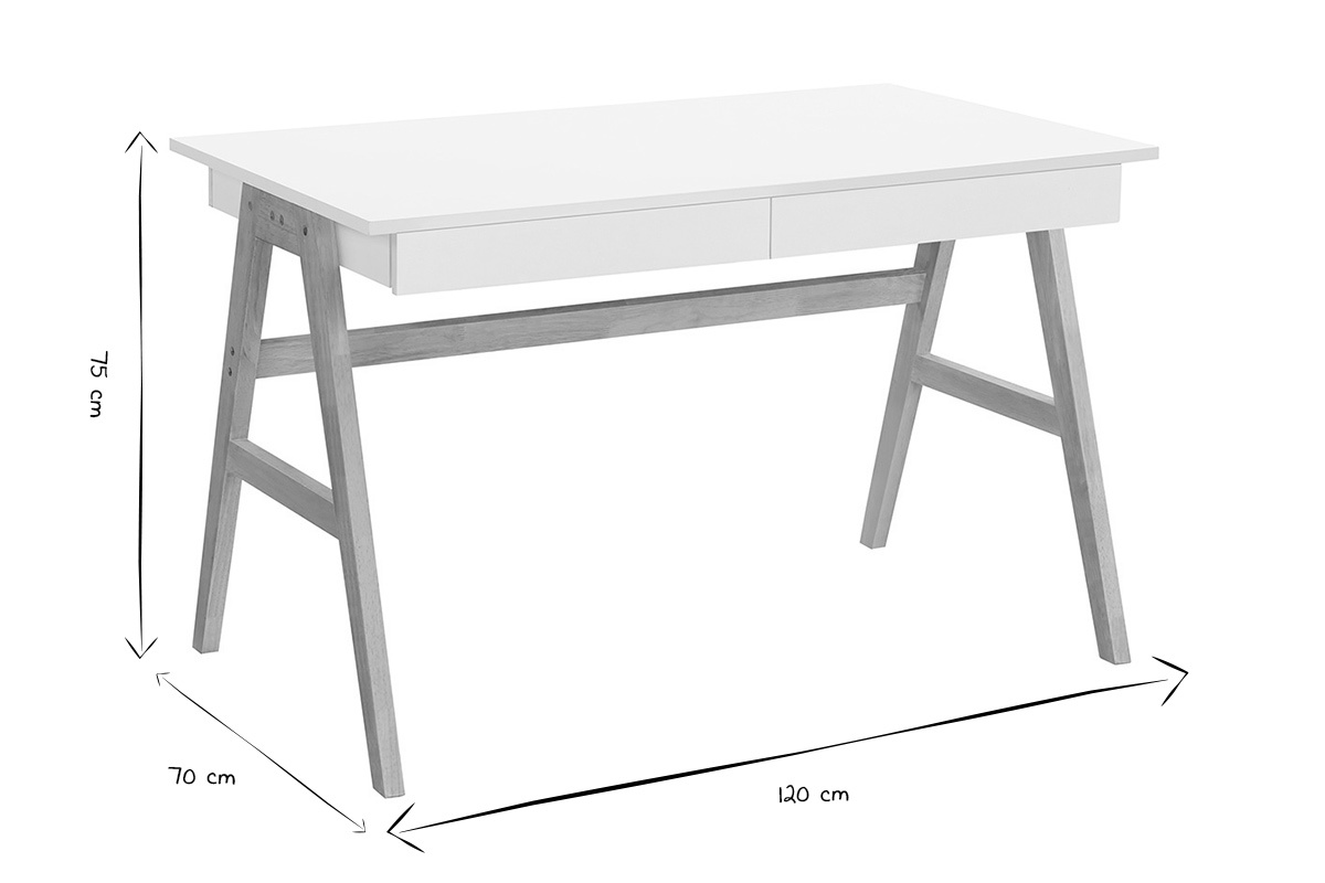 Scrivania design bianco e legno BROOK