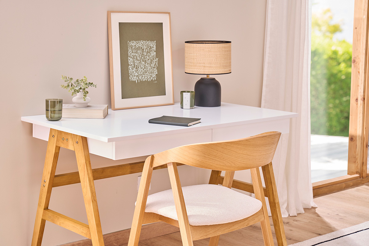Scrivania design bianco e legno BROOK