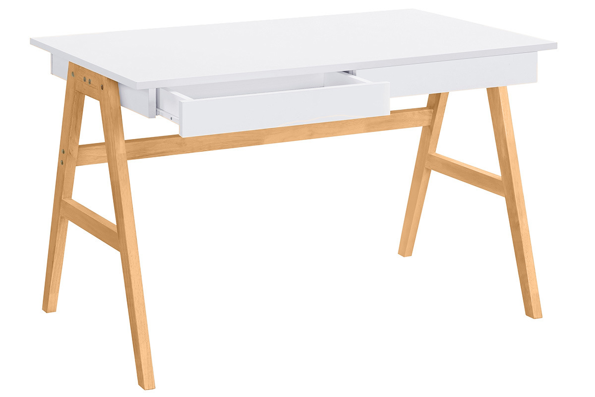 Scrivania design bianco e legno BROOK