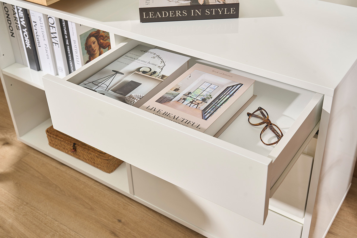 Scrivania design bianco lucido e frassino NEW MAX