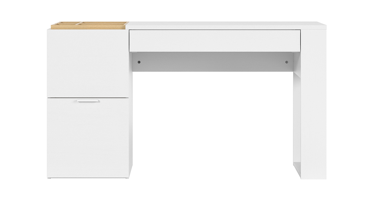 Scrivania design con ripiani bianco e legno L142 cm OCTAVE