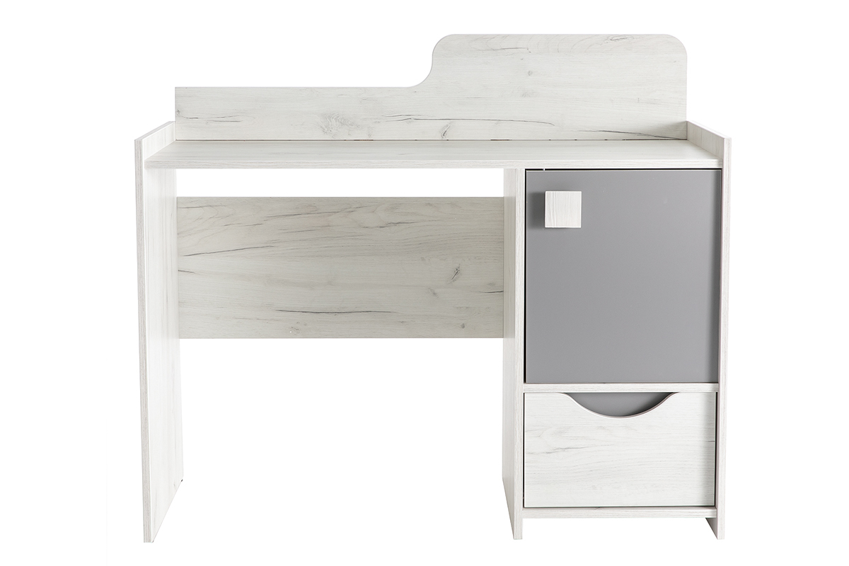 Scrivania design con scompartimenti frassino bianco e grigio TOM