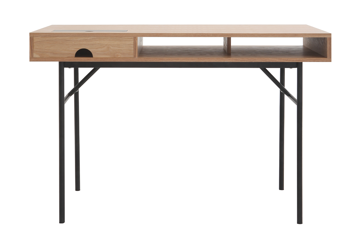 Scrivania design con spazi per riporre i propri oggetti in quercia Nero OFICI