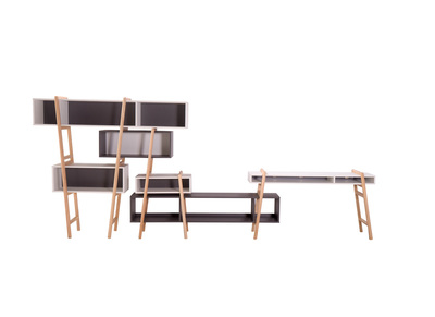 Scrivania design  grigio e bianco WOOD TANG COMPO 8