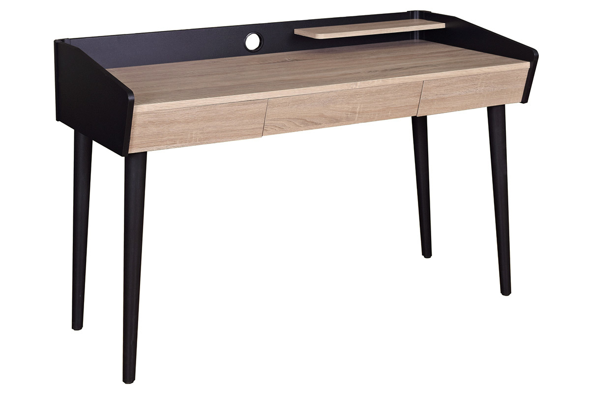 Scrivania design in legno Nero con cassetto NOTHOMB