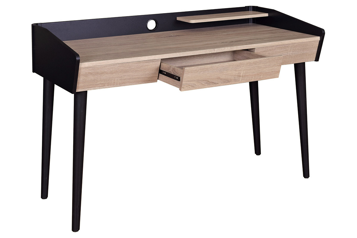 Scrivania design in legno Nero con cassetto NOTHOMB