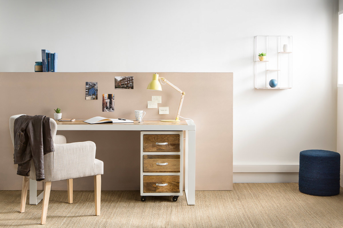 Scrivania design in mango e metallo L150 cm PUKKA