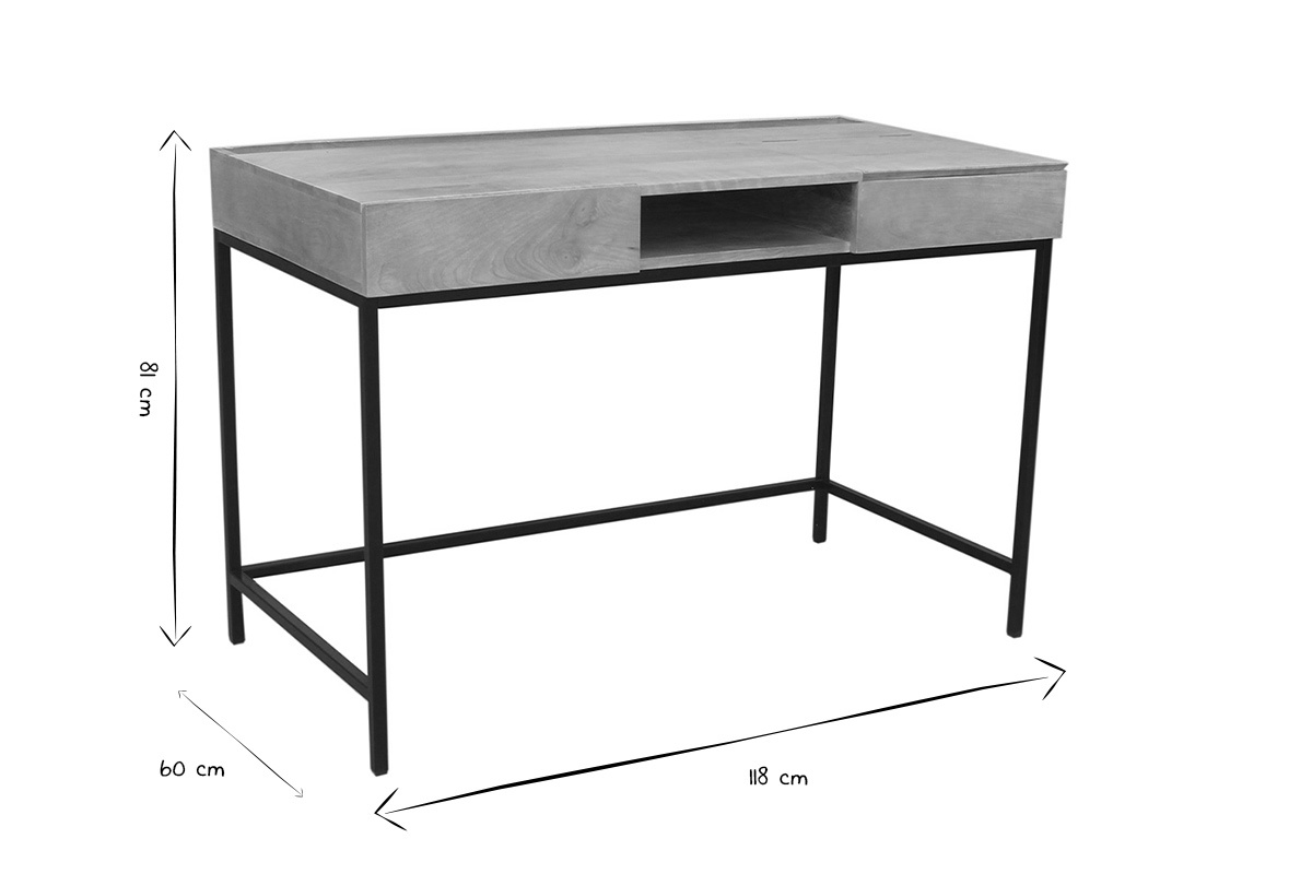 Scrivania design industriale legno di mango YPSTER