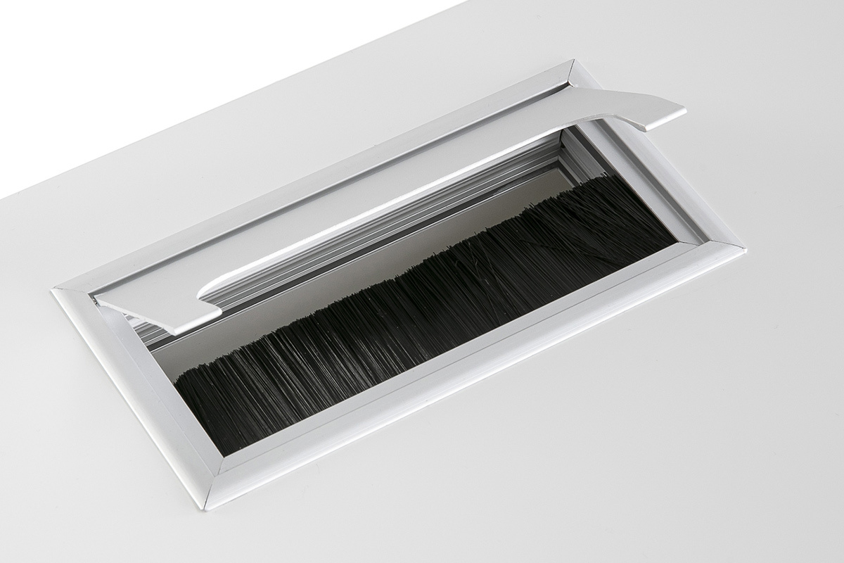 Scrivania design laccata bianca piedi in metallo 140 cm MANA