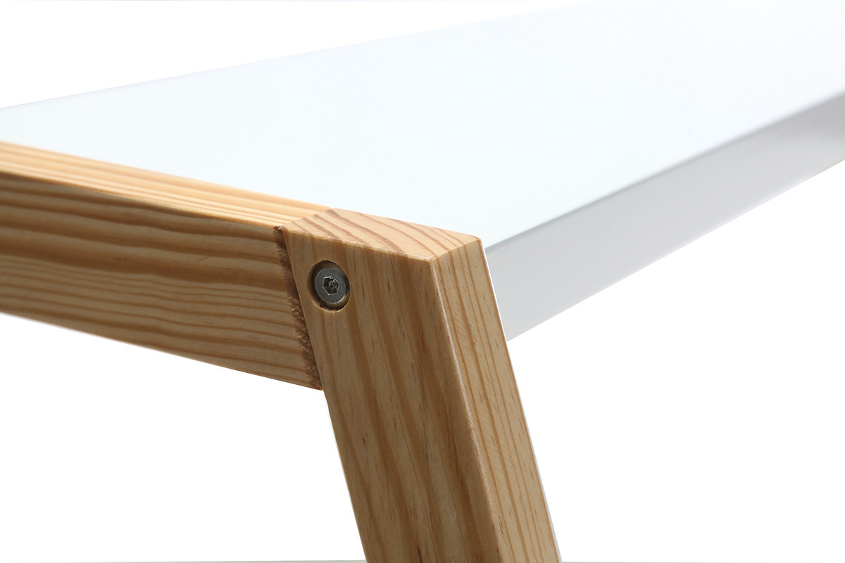 Scrivania design laccata colore bianco opaco e legno STOKA