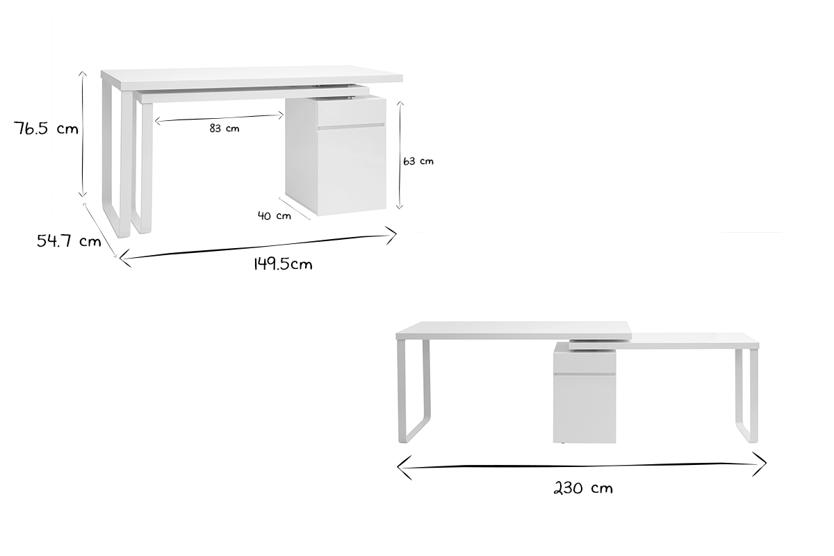 Scrivania design mobile bianco lucido VOXY