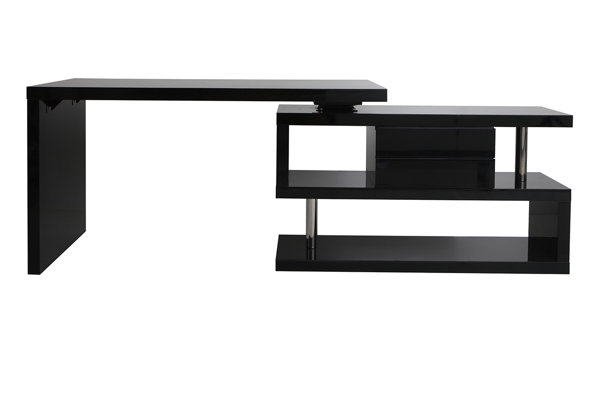 Scrivania design modulare con vano contenitore 2 cassetti rimovibili nero laccato MAX