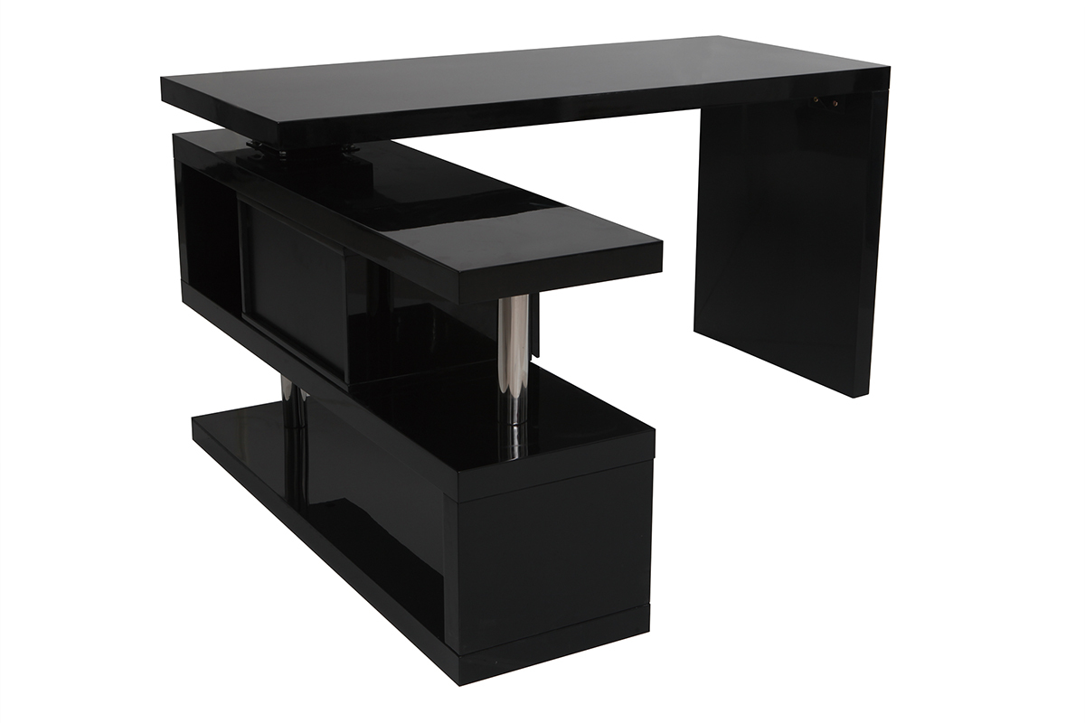 Scrivania design modulare con vano contenitore 2 cassetti rimovibili nero laccato MAX