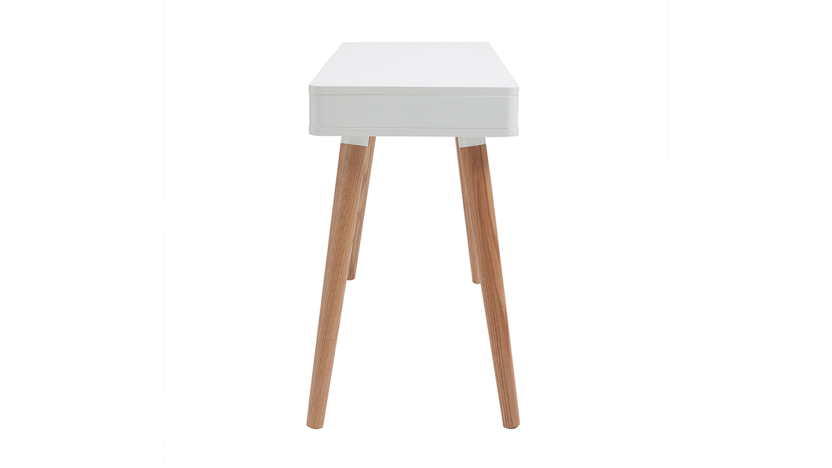 Scrivania design scandinava bianca e legno L115 cm TOTEM