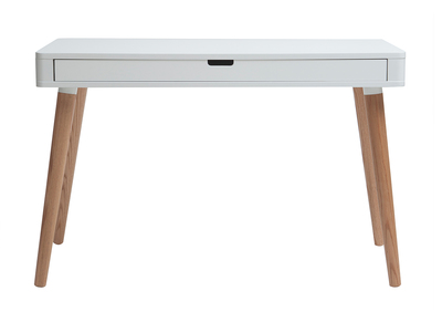 Scrivania design scandinava bianca e legno L115 cm TOTEM