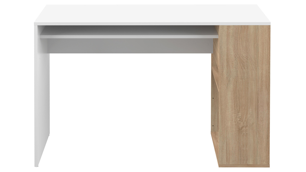 Scrivania di design bianca e legno chiaro L114 cm ROUSSO