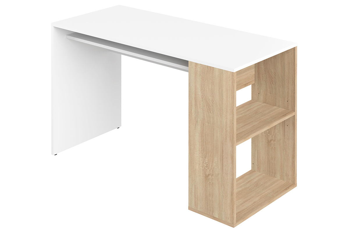 Scrivania di design bianca e legno chiaro L114 cm ROUSSO