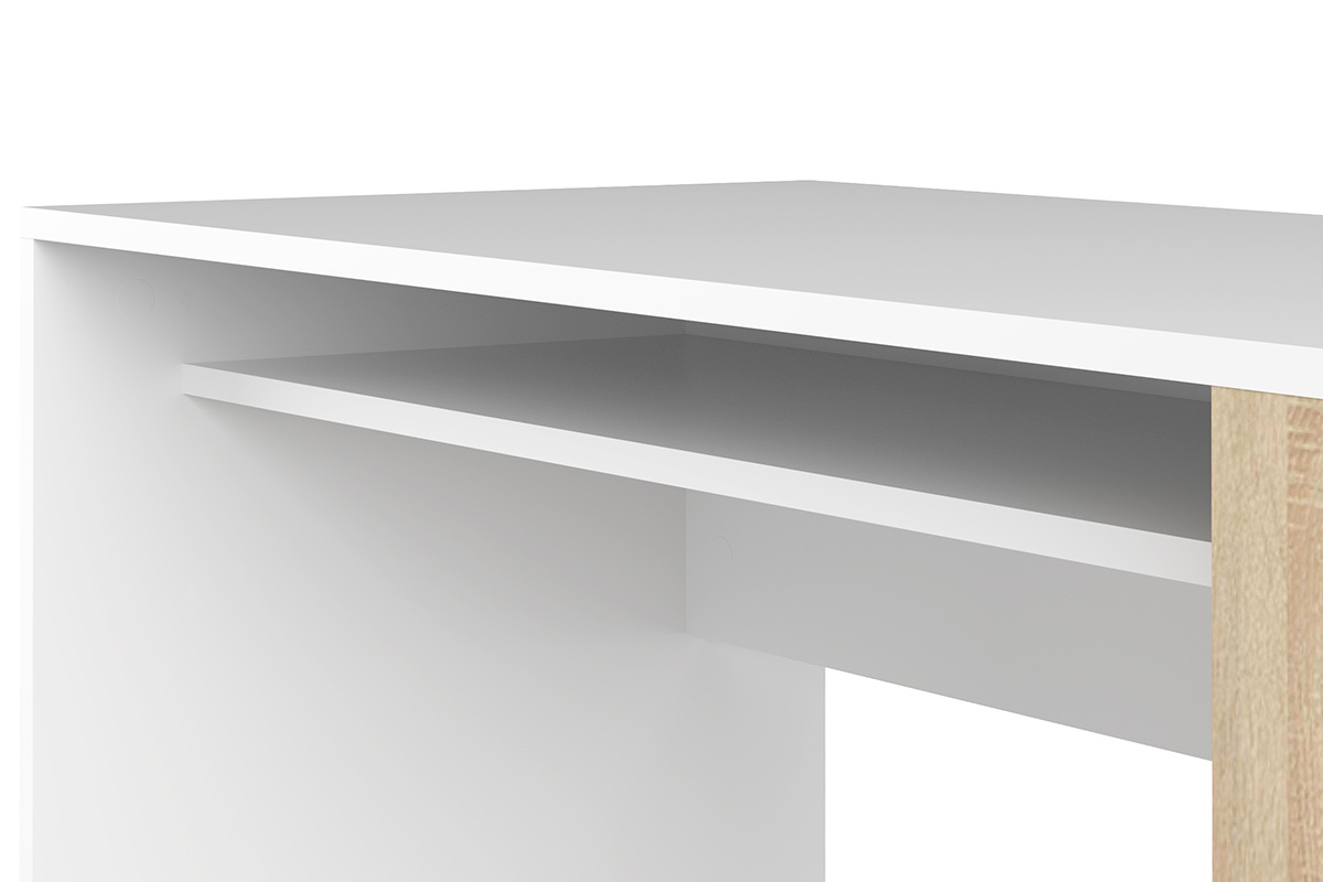 Scrivania di design bianca e legno chiaro L114 cm ROUSSO