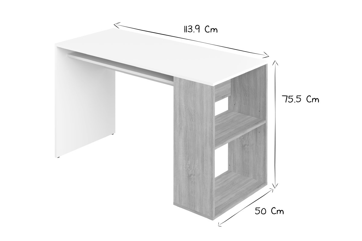 Scrivania di design bianca e legno chiaro L114 cm ROUSSO