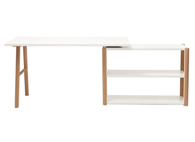 Scrivania girevole design scandinavo bianco e quercia GILDA