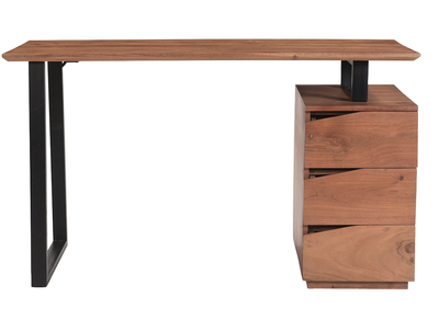 Scrivania in massello di acacia e metallo nero 3 cassetti L130 cm HORACE