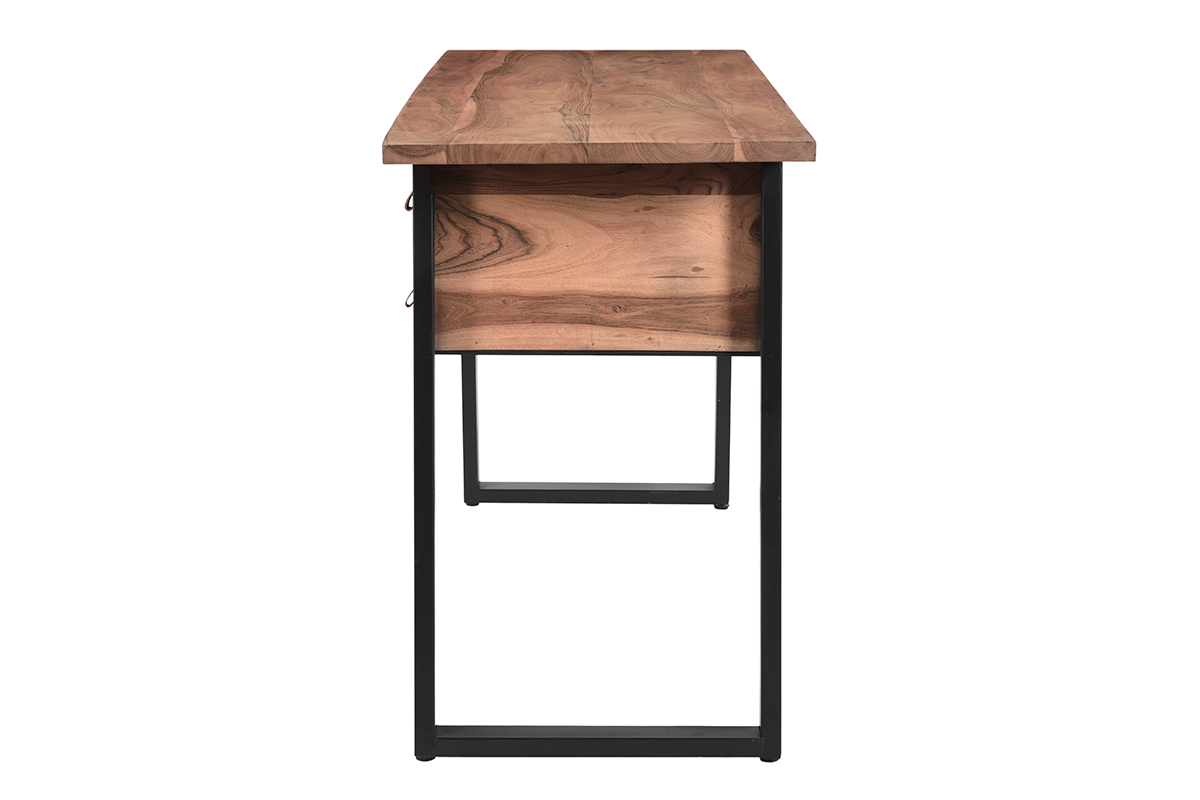 Scrivania in massello di acacia e metallo nero con cassetti L140 cm GINGER