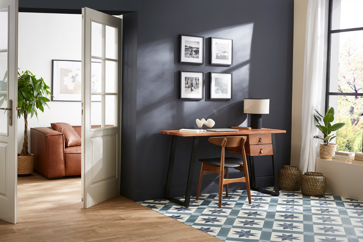 Scrivania in massello di acacia e metallo nero con cassetti L140 cm GINGER