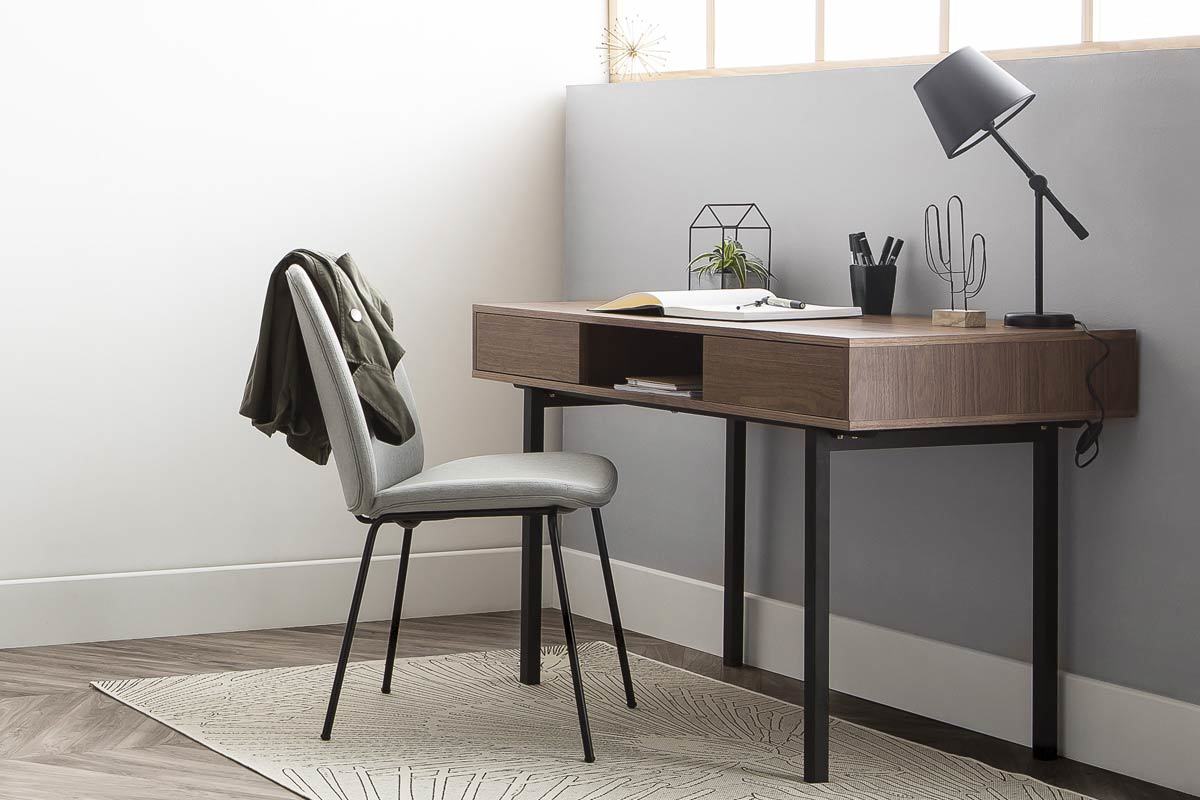 Scrivania in noce e metallo Nero MANNY