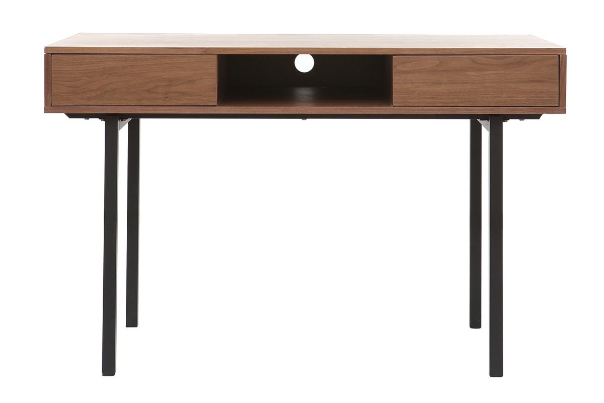 Scrivania in noce e metallo Nero MANNY