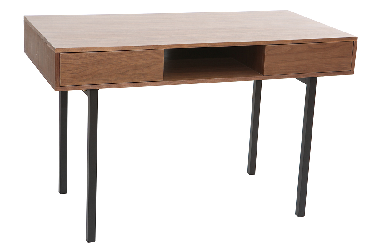 Scrivania in noce e metallo Nero MANNY