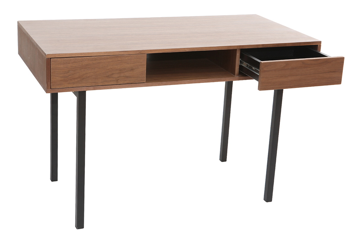 Scrivania in noce e metallo Nero MANNY