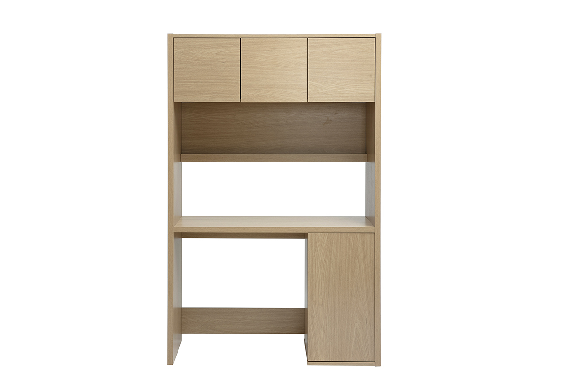 Scrivania libreria con ripiani finitura legno chiaro rovere L115 cm WISSEM