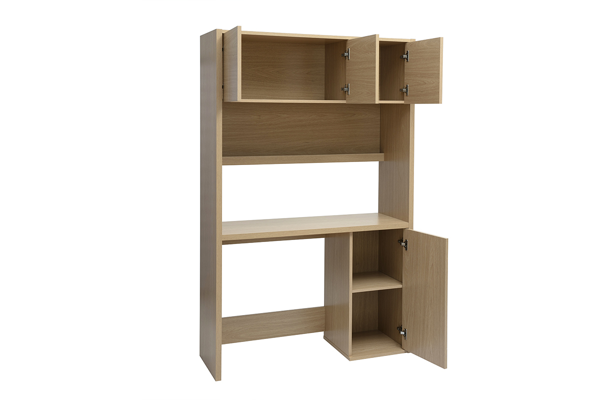 Scrivania libreria con ripiani finitura legno chiaro rovere L115 cm WISSEM