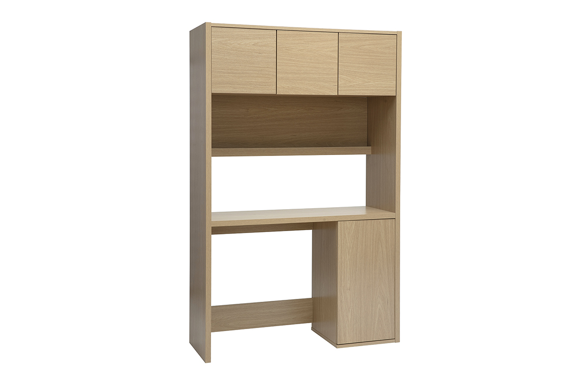 Scrivania libreria con ripiani finitura legno chiaro rovere L115 cm WISSEM