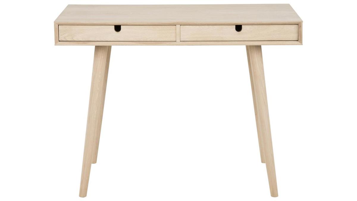 Scrivania scandinava 2 cassetti finitura rovere L100 cm NOHOLI