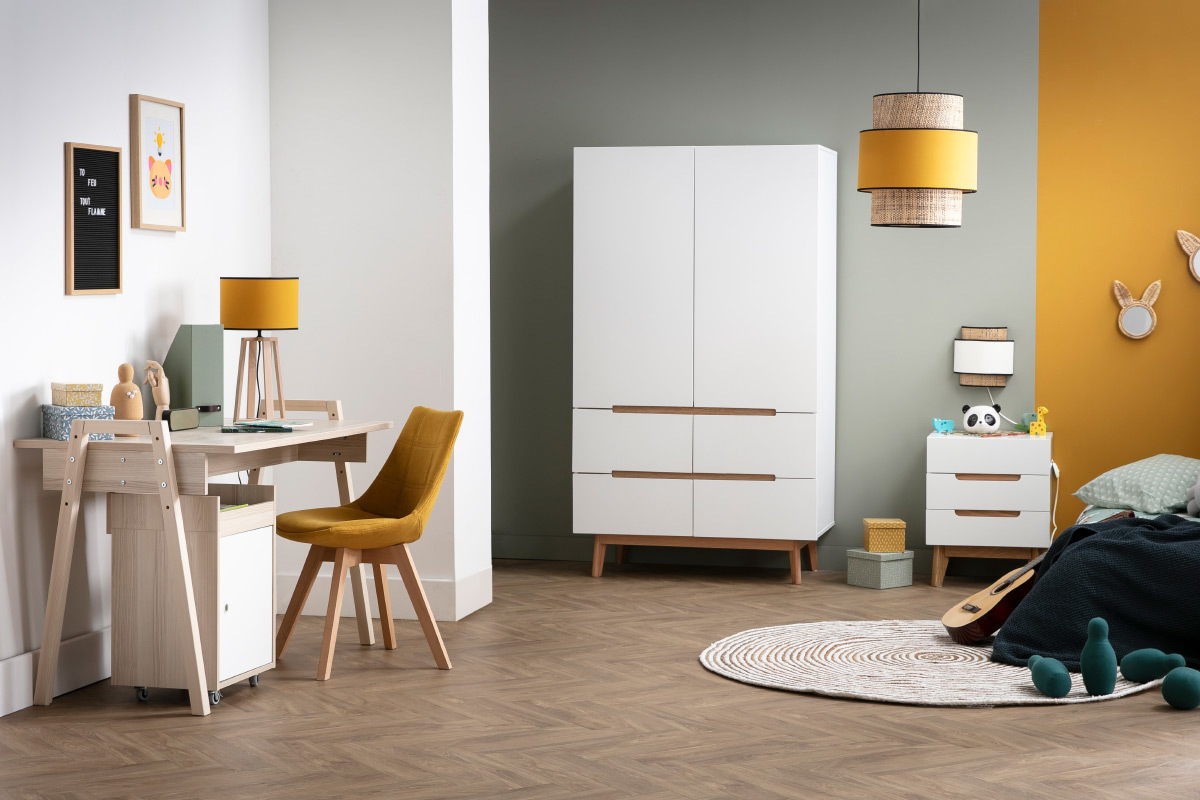 Scrivania scandinava ad altezza regolabile con contenitore NOHA