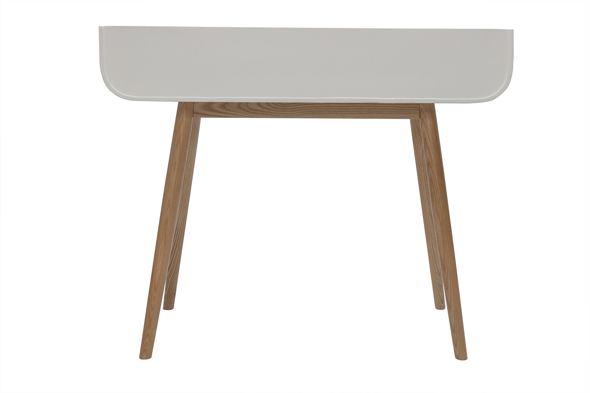 Scrivania scandinava bianca e legno chiaro con cassetti L100 cm HALLEN