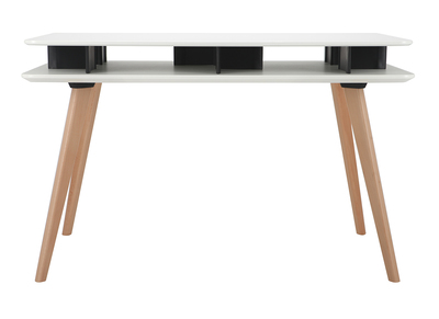 Scrivania scandinava Bianco e Nero con spazi per riporre i propri oggetti e piedi in legno LEVY