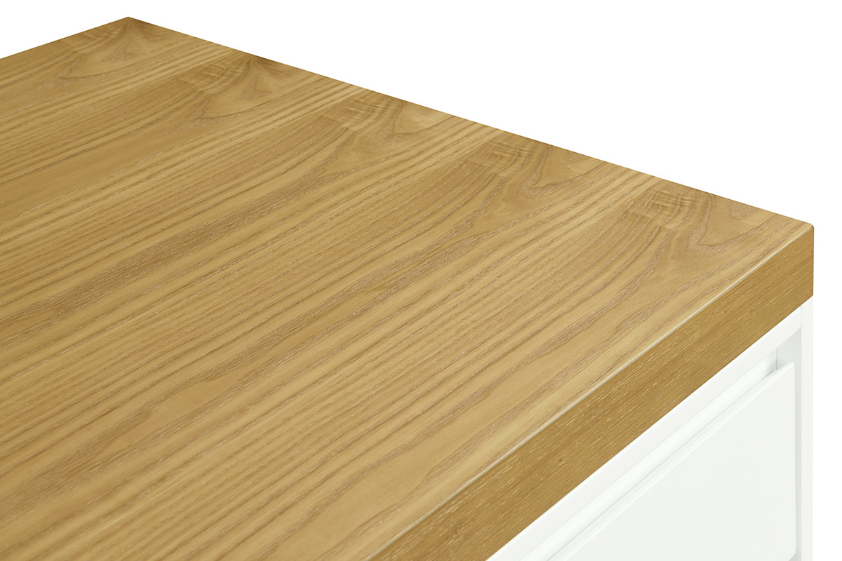 Scrivania scandinava con cassetto bianco e mobile chiuso RACKEL