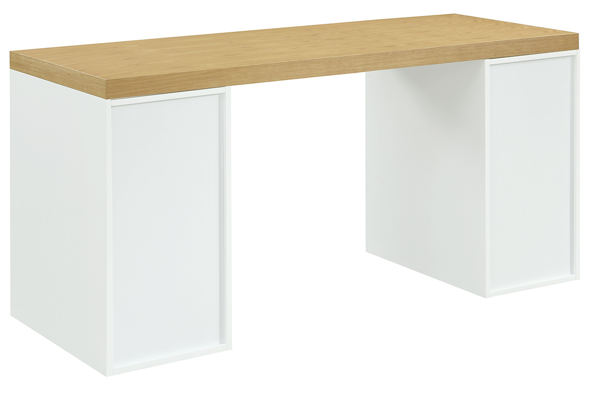 Scrivania scandinava con cassetto bianco e mobile chiuso RACKEL