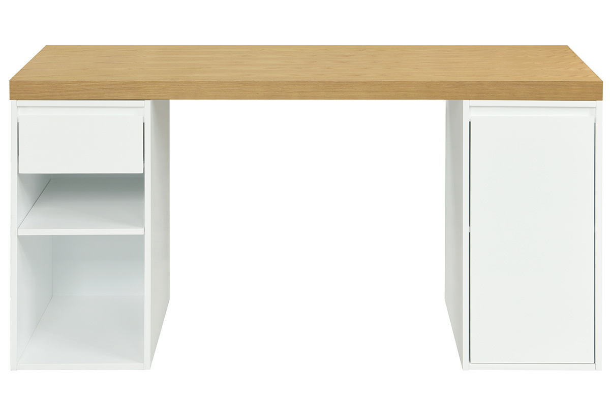 Scrivania scandinava con cassetto bianco e mobile chiuso RACKEL