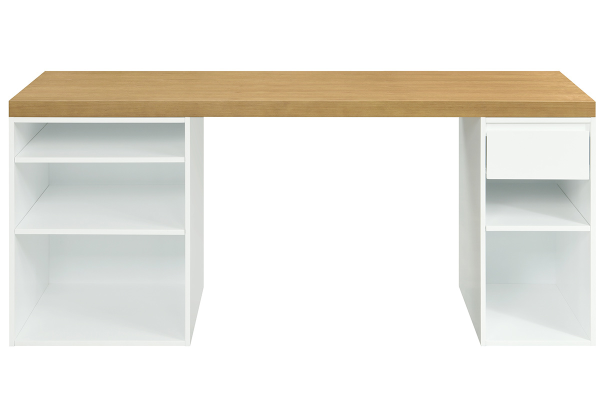 Scrivania scandinava con scatole aperte e cassetto bianco RACKEL