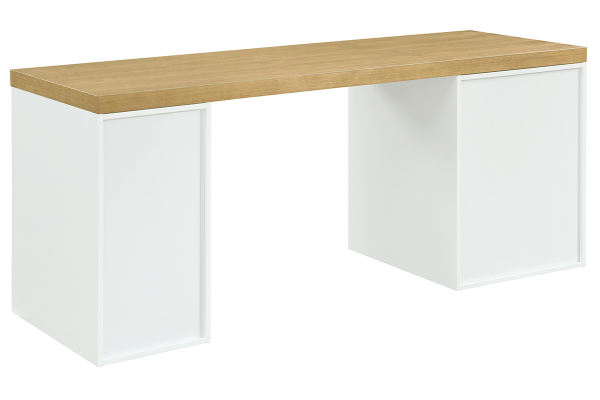 Scrivania scandinava con scatole aperte e cassetto bianco RACKEL