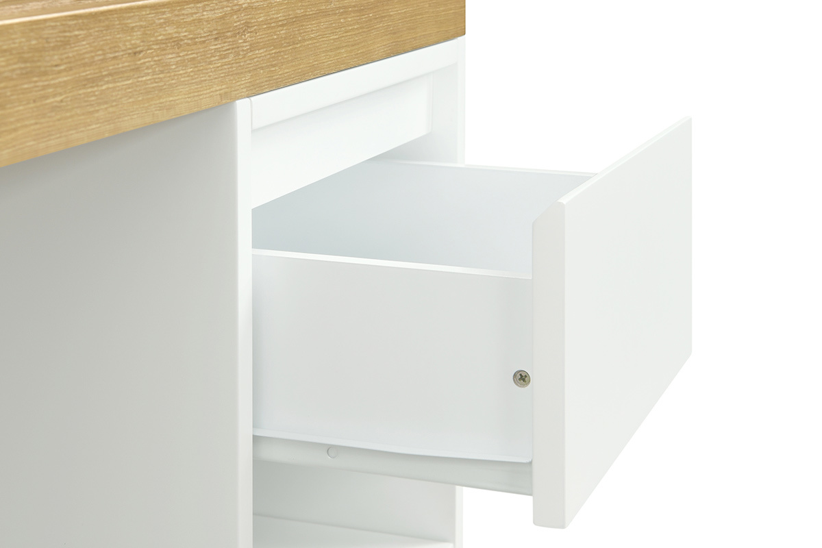 Scrivania scandinava con scatole aperte e cassetto bianco RACKEL