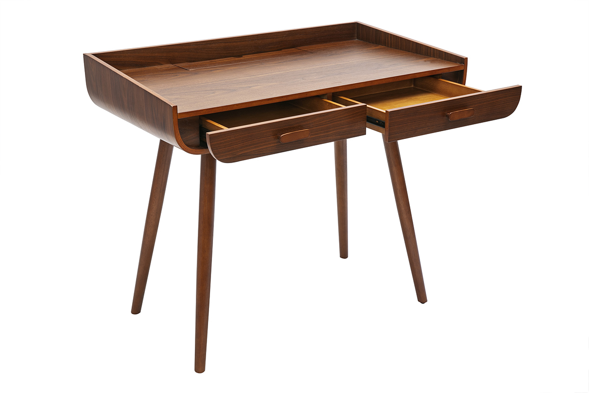 Scrivania scandinava legno chiaro con 2 cassetti L100 cm HALLEN