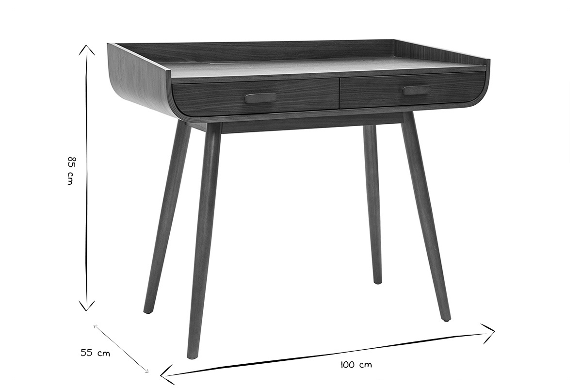 Scrivania scandinava legno chiaro con 2 cassetti L100 cm HALLEN