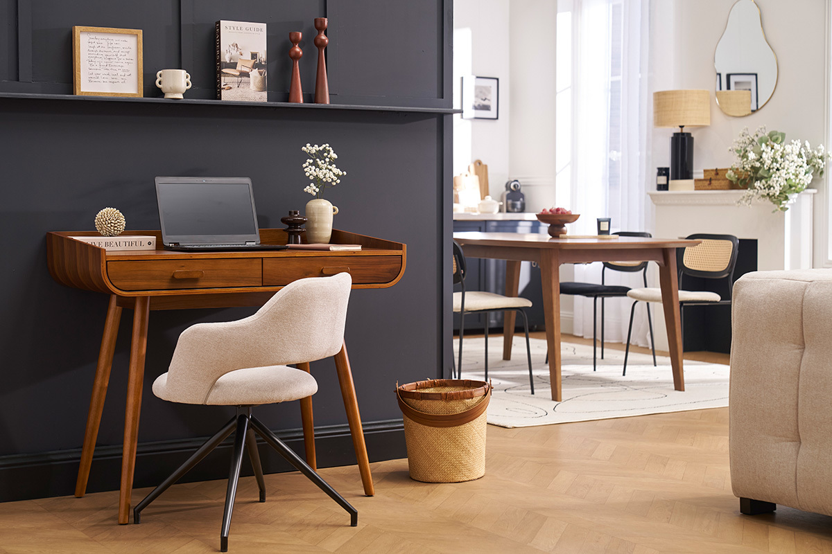 Scrivania scandinava legno chiaro con 2 cassetti L100 cm HALLEN